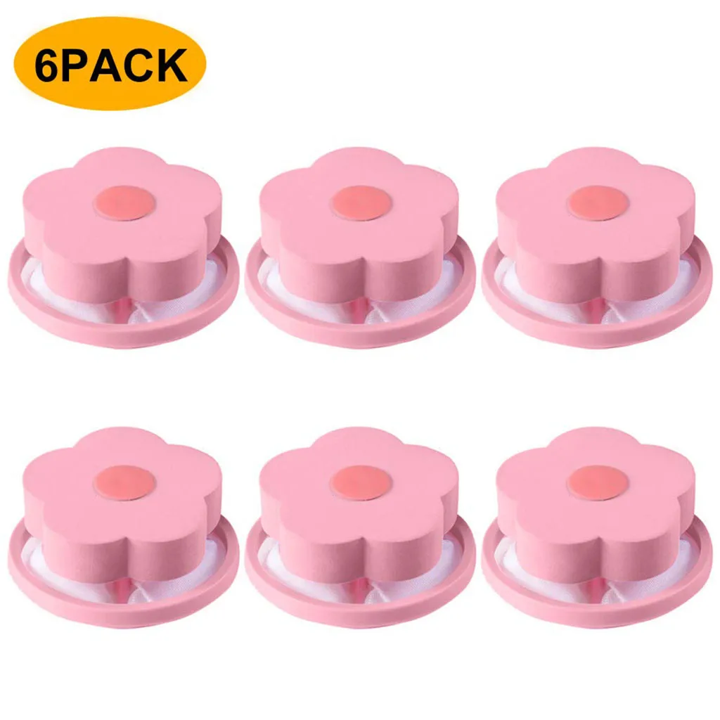 

6pcs Home Floating Lint Hair Catcher Mesh Pouch Washing Machine Laundry Filter Bag Sink Strainer Bathroom Accessories Creative