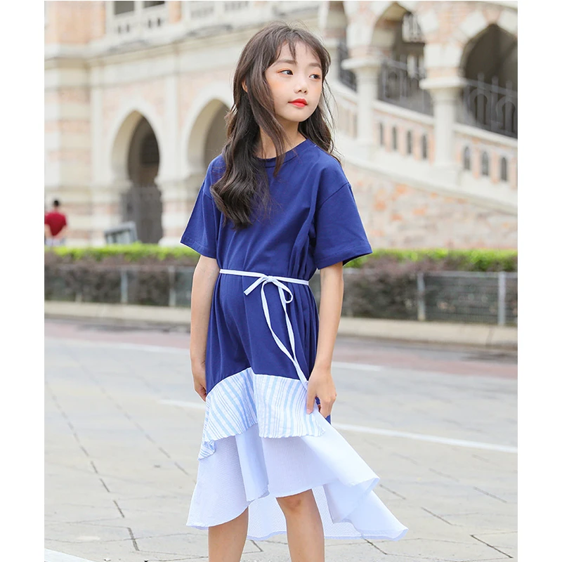 

2019 Summer Big Girls Dress Kids Dresses for Girls Cotton Fashion Costume Korea Style Casual Dress for Children Clothes 10 14 Y