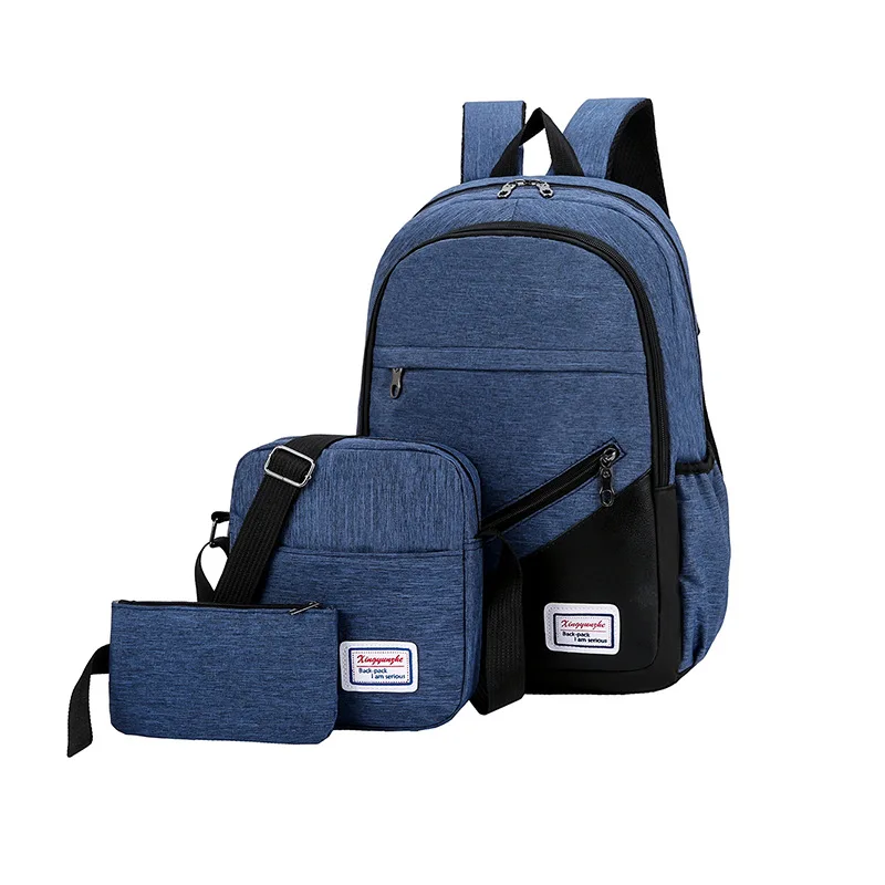 MoneRffi Анти-кражи рюкзак Для мужчин Для женщин холст 3 шт./компл. рюкзак для девочек-подростков; сумка через плечо женские школьные сумки - Цвет: Темно-синий