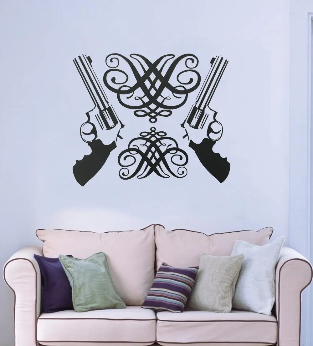 Wall Stickers Vinyl Decal Revolver Weapon Gun Mafia Police Size 56x67cm Wall Stickers Vinyl Decal Revolver Weapon Gun Mafia Police Size 56x67cm