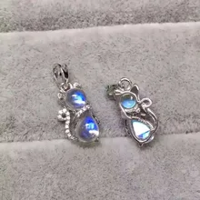 natural blue moonstone stone pendant 925 Sterling silver Natural gemstone Pendant Necklace trendy Cute fox women girl jewelry