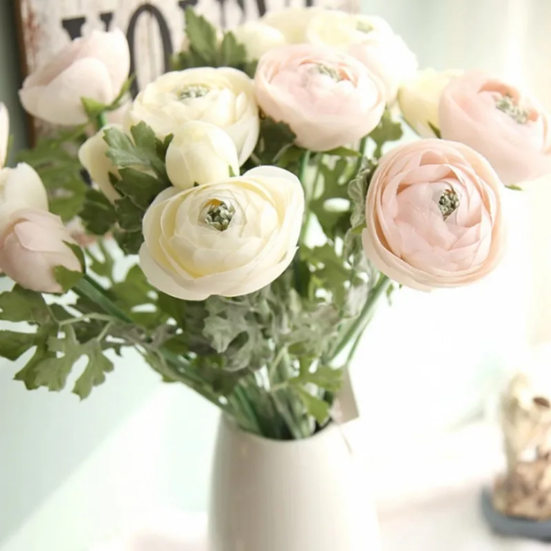 

Artificial Ranunculus Flowers 22.8" Long Real Touch Ranunculus Bulbs Silk Flower For Wedding Flowers Decoration