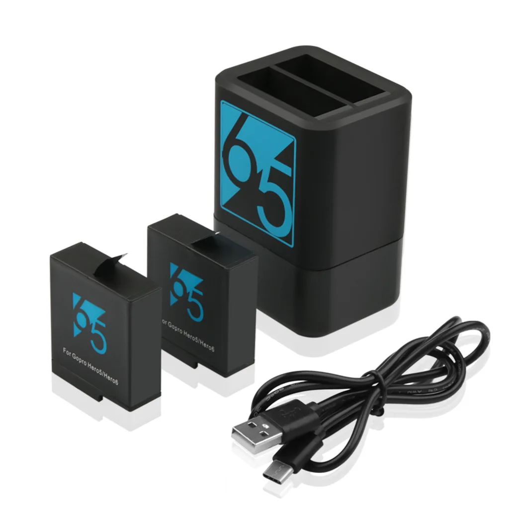 

Go Pro Hero5 Battery 2-Slots Battery Charger for GoPro Hero7 Hero6 hero 5 Hero 7 6 5 Black bateria sports Camera Accessories