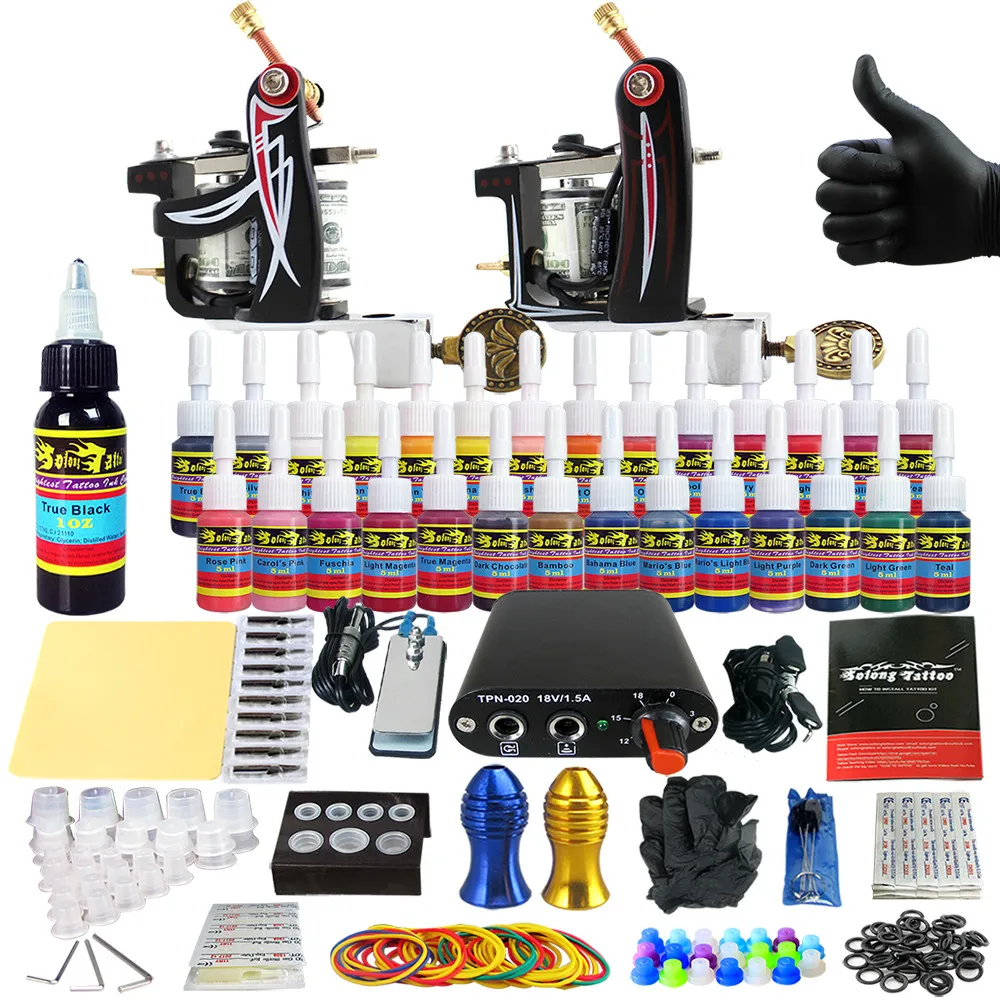 

Kit tattoo complete machine Practice Skin 28 Color Ink Pigment TK204-10