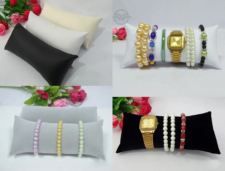 

Free Shipping Superior PU Or Velvet Large Bracelet Display Pillow Watch Holder Bangle Organizer Jewelry Display Stand Rack