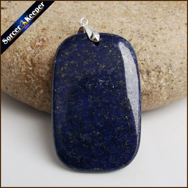 

Men Jewelry Pendant Slide Natural Slice Blue Lapis Lazuli Stone Beads Bijoux Necklaces & Pendants Accessories Gift Box HS761