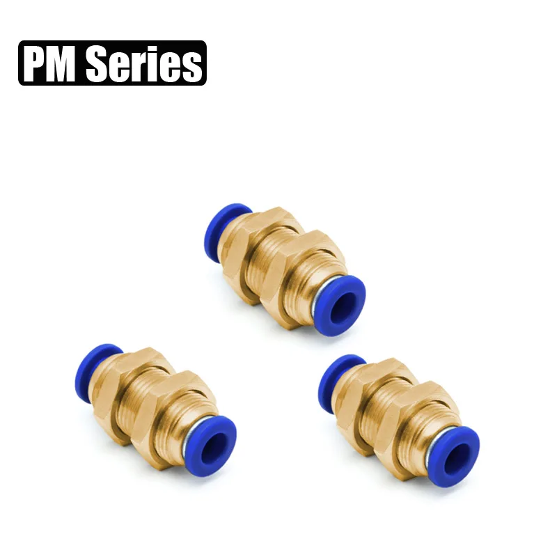 

Air Pneumatic Brass Quick Fitting Straight Bulkhead Union 4 6 8 10 12mm OD Hose Tube One Touch Push Into Gas Connector
