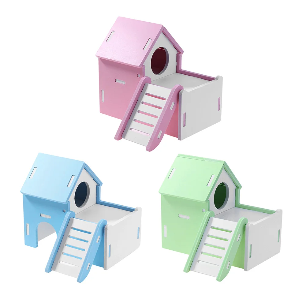 

Cute Mini Small Animal Pet Hamster House Nest Loft Bed Rabbit Hedgehog Pet Sleeping Log Cabin Animal Sleeping House Supplies Toy