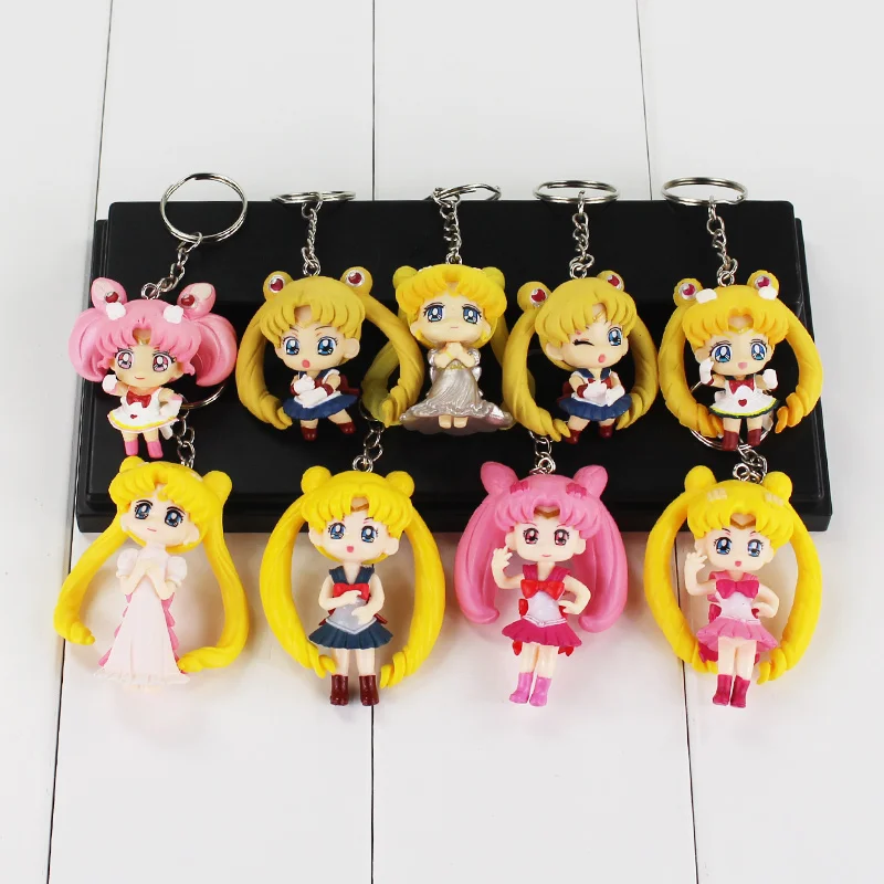 

Anime Sailor Moon Key Chain Mars Jupiter Venus Mercury Key Chains PVC Figure Toys Keyring Bag Pendants Gift for Kids