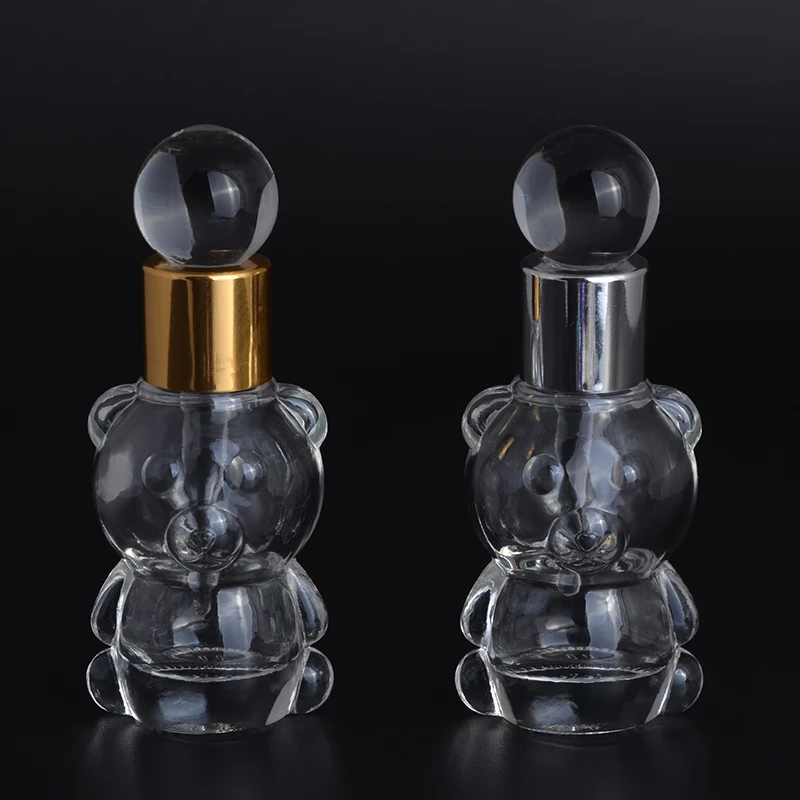 

MUB - 8ML Bear Shaped Mini Cute Portable Glass Oil Perfume Bottle With Dropper Empty Cosmetic Containers portable bottle