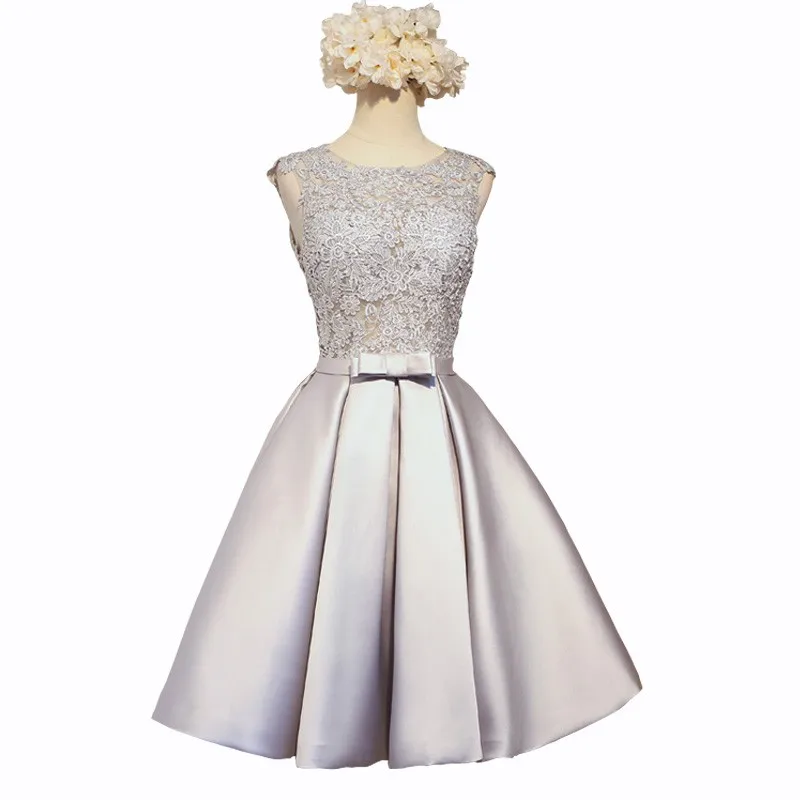 Lamya Short A Line Pink Stain Prom Dresses For Women 2016 Lace Wedding Party Fromal Dress Vestido De Festa EV2931 (6)
