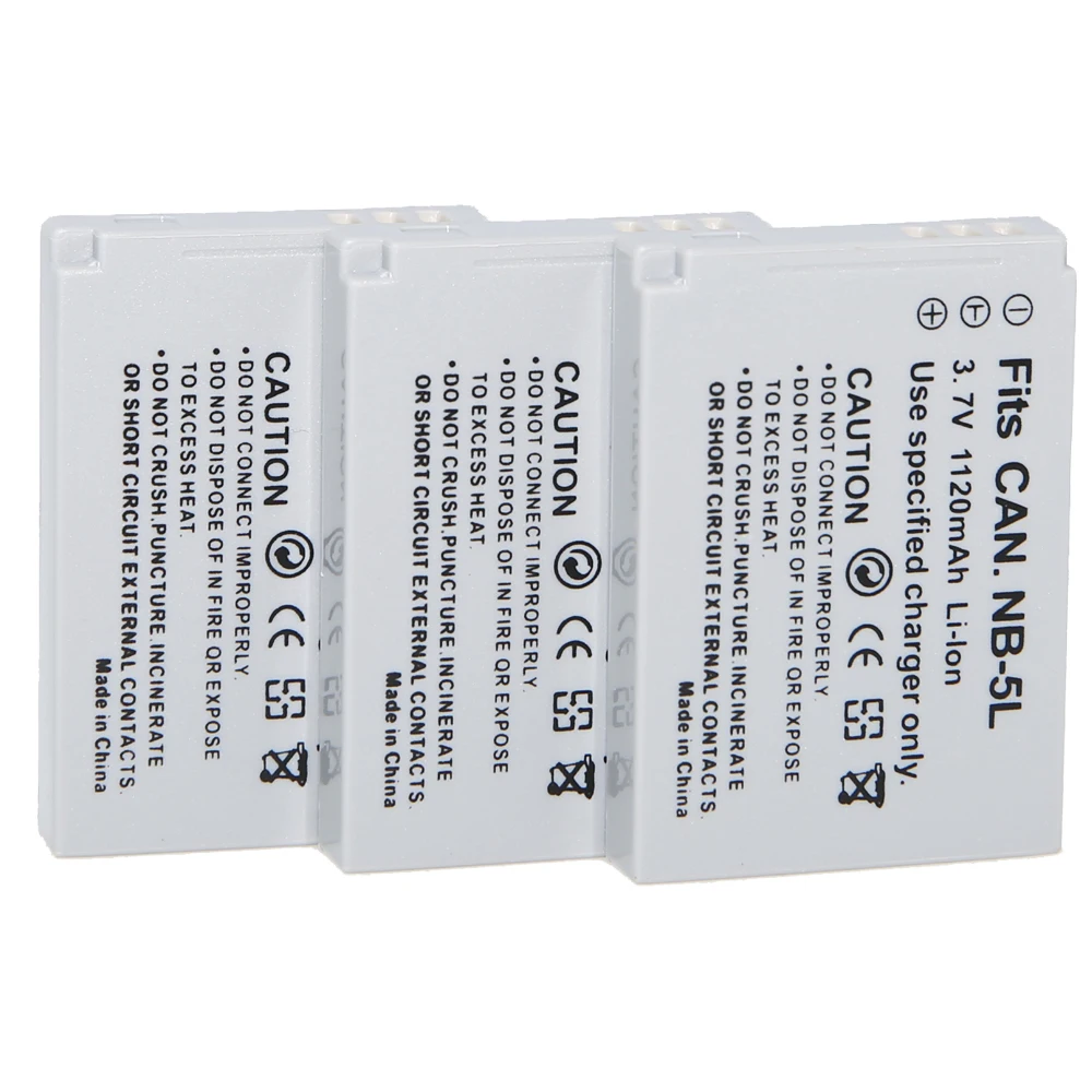 

3Pcs/lot NB-5L battries NB 5L NB5L Rechargeable li-ion Camera Battery For Canon PowerShot 900 Ti SD790 IS SD950 SD900 SD990 z1