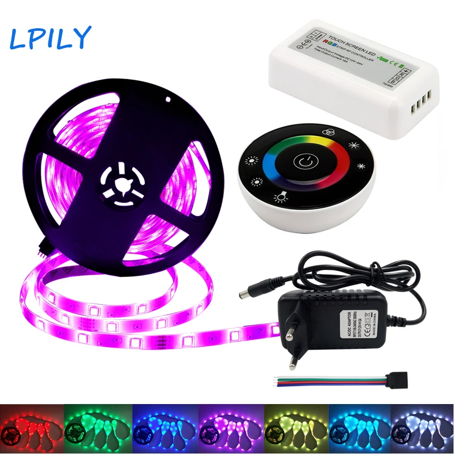 

5M 5050 RGB LED Strip 10 M Waterproof Led Light Strip IP20 IP65 Diode Tape 15 M +RF Touch Remote Controller DC 12V Power Supply