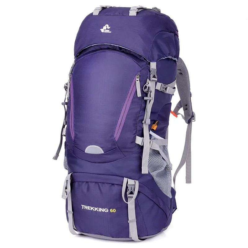 60л уличный спортивный рюкзак, походные сумки, альпинистский рюкзак для мужчин и женщин, походная дорожная сумка Mochila с дождевиком XA29WA - Цвет: Purple