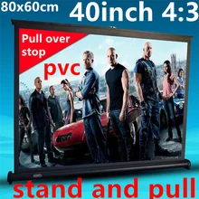 thenew 40 inch 4:3 pvc Pull Up standing projector Screens Portable Floor Screen/Floor Stand Screen for dlp led hd mini projector