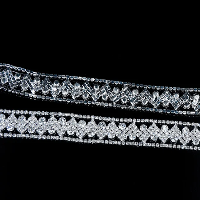 1 ярд 25 мм прозрачный горный хрусталь декоративное шитье аппликационный костюм Серебряная цепочка свадьба
