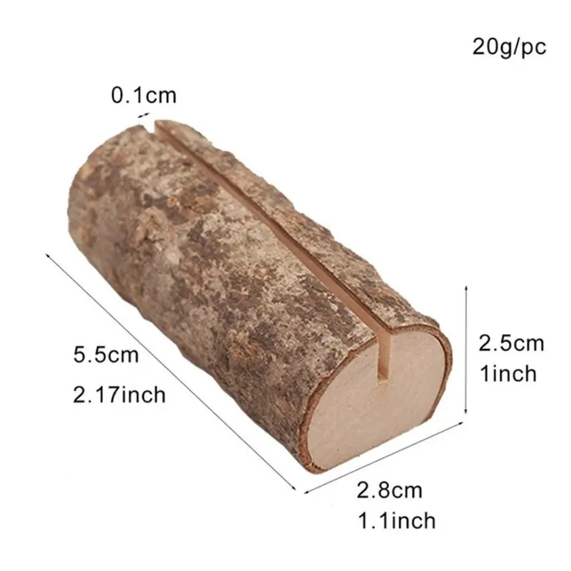 10pcs Wooden Stump Shape Wedding Party Reception Stand Number Name Table Menu Picture Photo Clip Place Card Holder