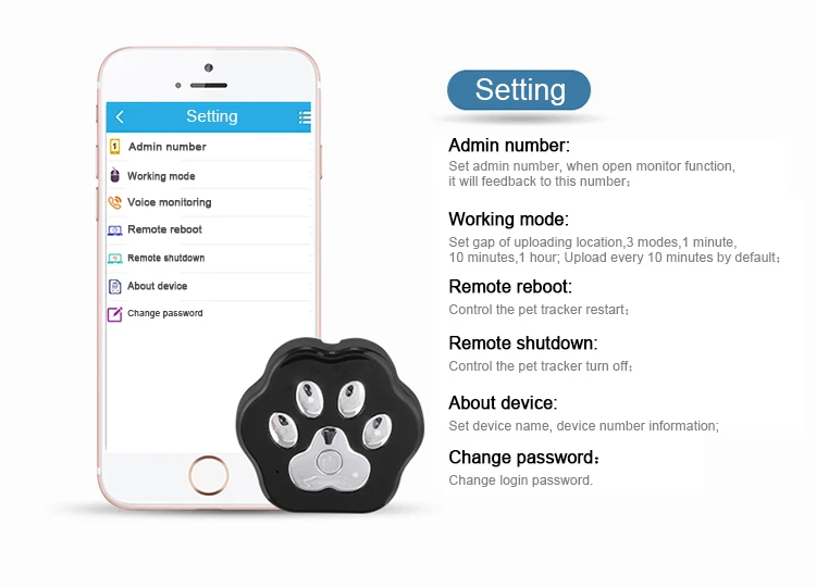 Pet Location Tracker with Quad GPS WIFI LBS GPRS Mode 4 LED Flashlight in Night Free APP Cloud Storage for Track Data Playback_F17
