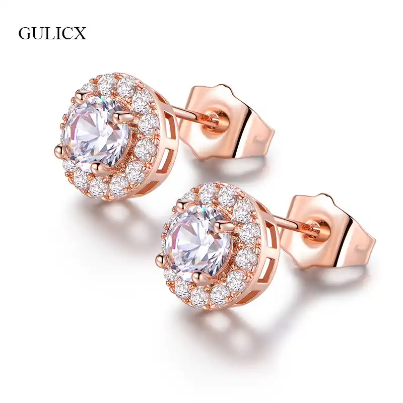 rose gold zirconia earrings