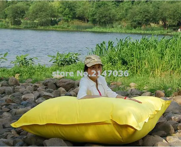 yellow Oversized waterproof outdoor adult square folding beanbag chair, sitting bean bag puff