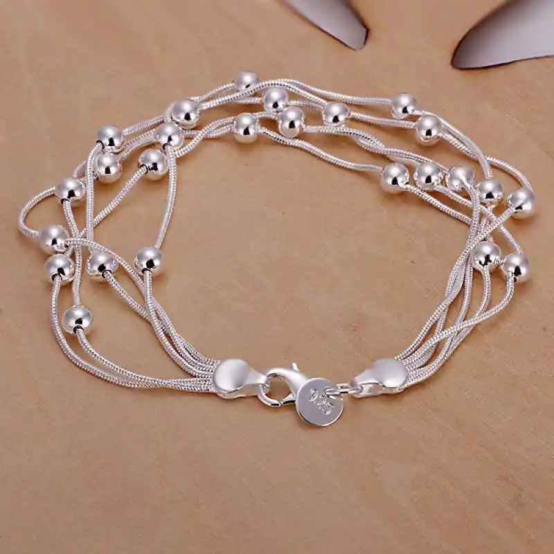 GNIMEGIL 925 штампованный Серебряный набор бусы ожерелье браслет свадебный ювелирный набор Joyas De Plata лучшие ювелирные наборы - Окраска металла: Bracelets