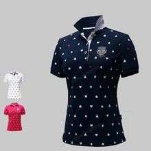 Новое поступление быстросохнущая футболка для гольфа женская рубашка с короткими рукавами Высококачественная Женская одежда с принтом для гольфа