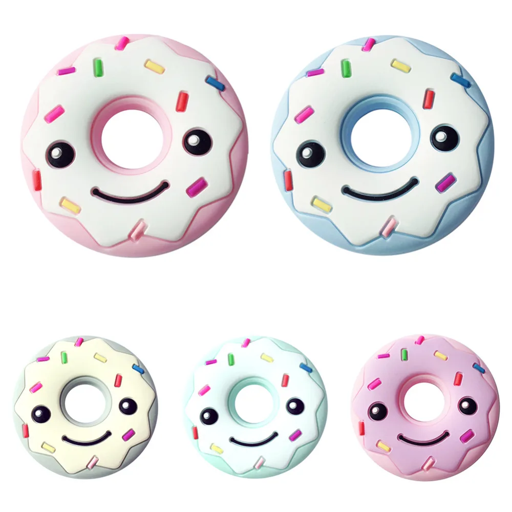 Smiling Face Donut shaped Baby Teether Cartoon Teeth Grinding Toy