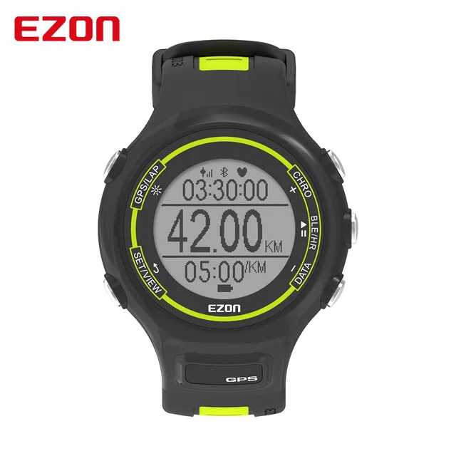 EZON gps спортивные часы водонепроницаемые Смарт Bluetooth оптический датчик пульсометр цифровые часы мужские часы saat Relogio Masculino - Цвет: Зеленый