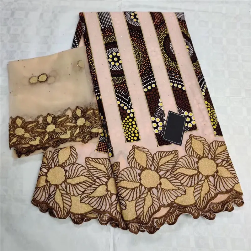 

African Wax Imitated Cotton Fabrics Ankara 2019 Latest satin fabrics 5 +2 yards fabrics For Wedding Dresses LY30