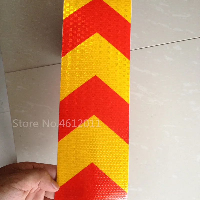 Yellow and Red Arrow Safety Reflective Warning Self Adhesive Tape Sticker for Road Way Street Stage Width 10cmm 4" | Дом и сад