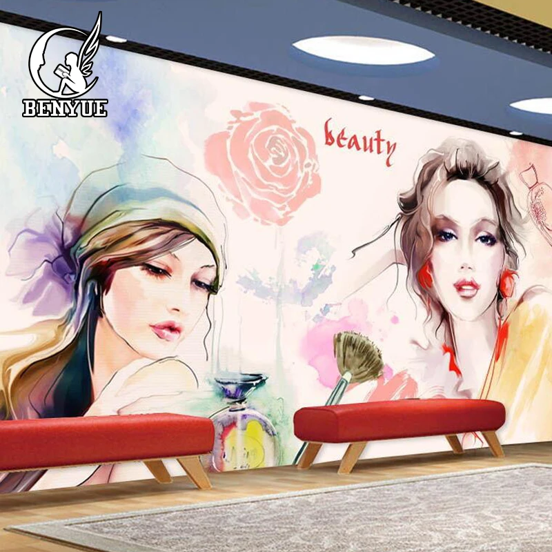 

Commerce usage cartoon beauty gril fabric wallpaper mural Custom size Photo Wallpaper Modern Fashion salon 3D Wall Mural