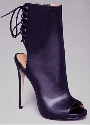

Elegant Shoes Women Autumn/Spring Peep Toe Solid Back Strap Cool Western Ankle High Thin Heels Short Boots Women Free Ship