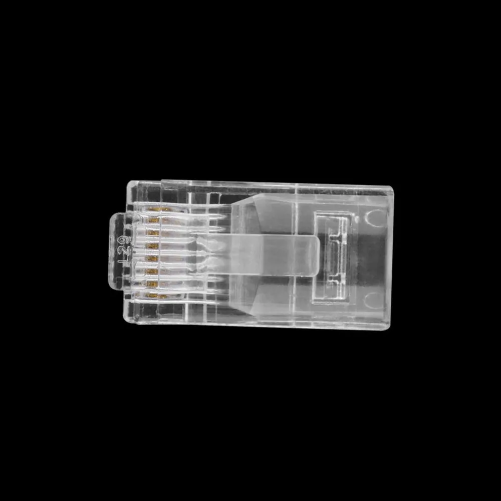 ESCAM 100 шт./компл. Универсальный кристалл голову RJ45 CAT5 CAT5E модульный разъем позолоченный Сетевой коннектор прозрачный