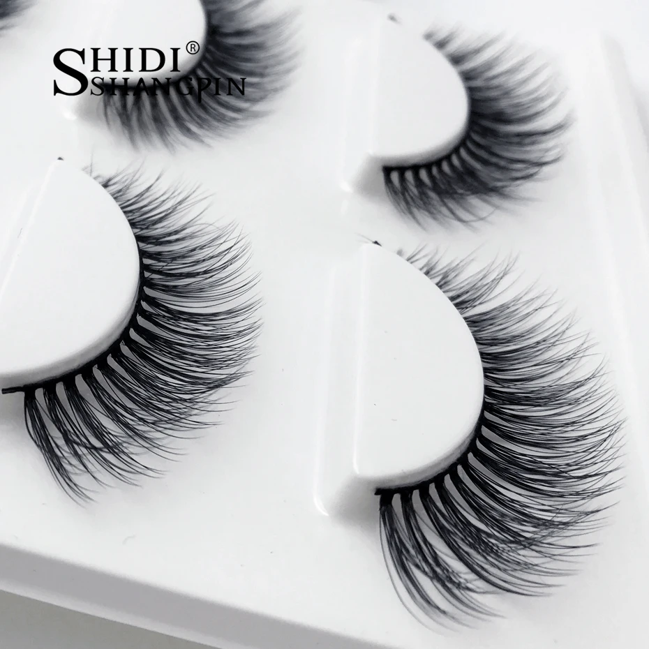 

Winged Natural Long Mink False Eyelashes Marten Hair Makeup Natural Stage Party Like Wispies Cross 3D Eye Make Up Lashes 3 Pairs