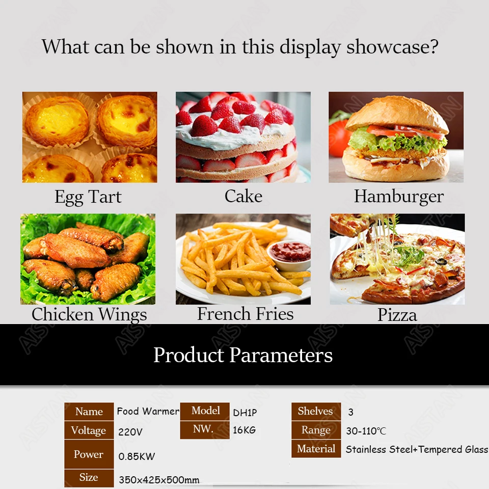 DH1P Commercial Countertop Electric Stainless Steel snack bread pizza Food Warmer Display Showcase