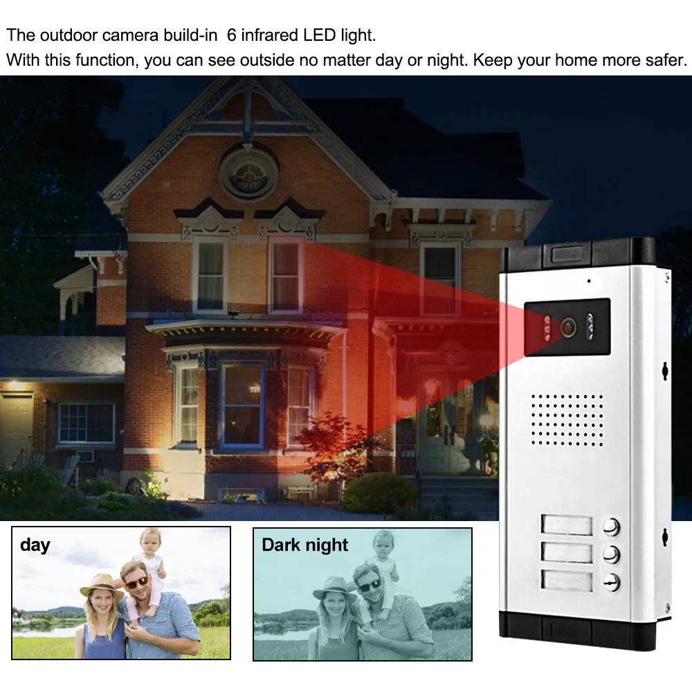 Цвет видео домофон Системы 700TVL ИК Ночное видение на открытом воздухе Камера дверной звонок видеодомофон для 2/3/4/6 квартир дома
