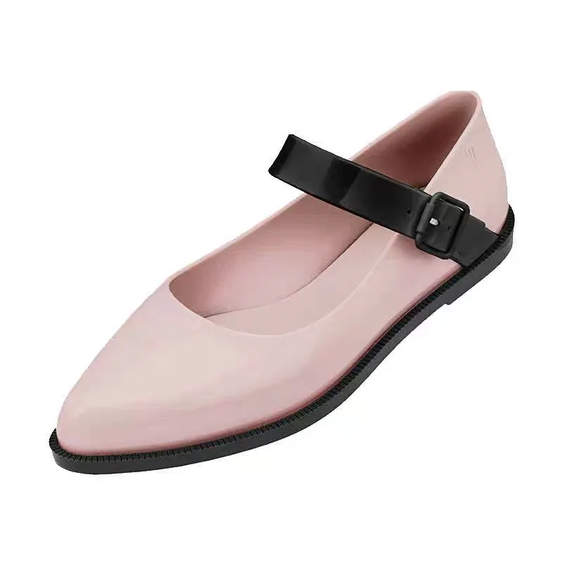 Melissa Mary Jane/Новинка года; женские сандалии на плоской подошве; брендовая Прозрачная женская обувь melissa; однотонные босоножки; женская прозрачная обувь; Mulher - Цвет: Розовый