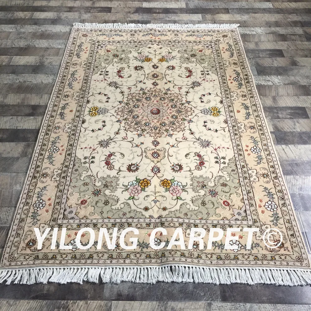 Yilong 4'x6' традиционные персидские яркие цветы ручной работы изысканный области ковер смесь шелка Шерсть ковер(WY2105S4x6