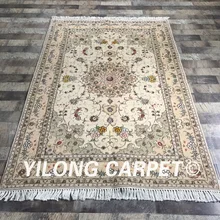 Yilong 4'x6' традиционные персидские яркие цветы ручной работы изысканный области ковер смесь шелка Шерсть ковер(WY2105S4x6