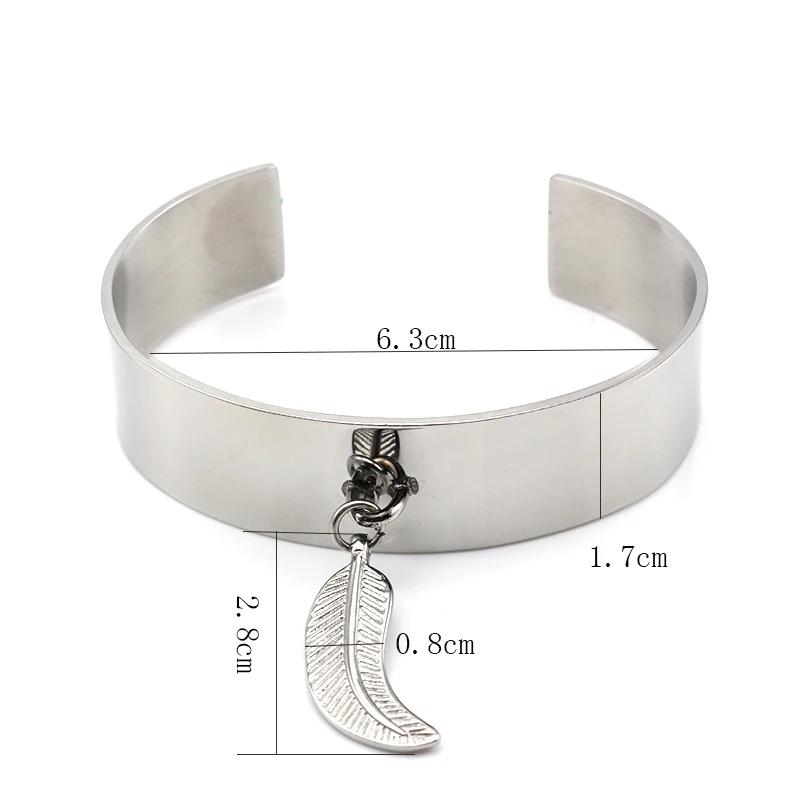 Мода Открыть Браслет манжета простой серебряный браслет с подвеской лист Femme Jewelry