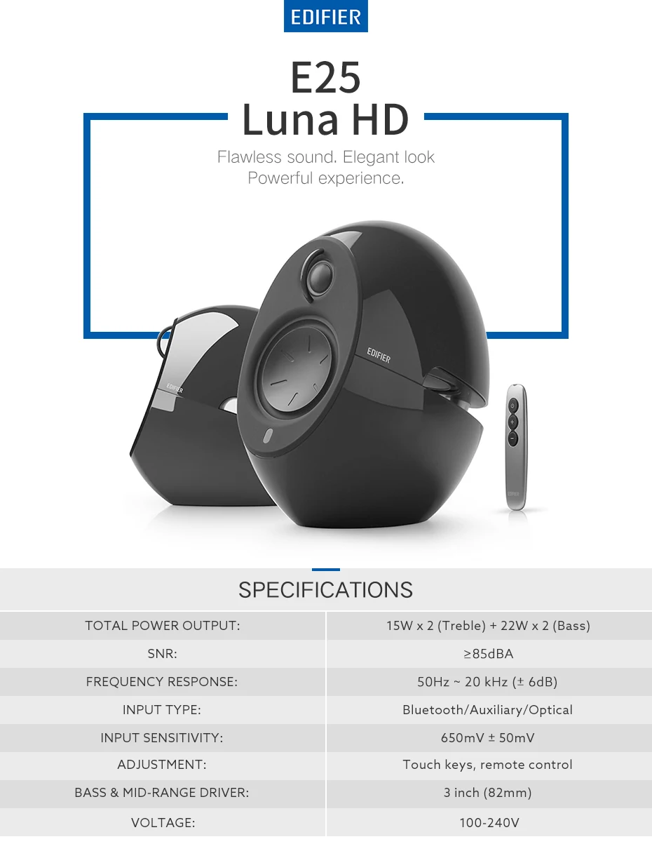 Edifier E25HD Luna Eclipse HD Bluetooth беспроводной динамик для домашнего кинотеатра вечерние акустические системы 3D стерео музыкальный динамик