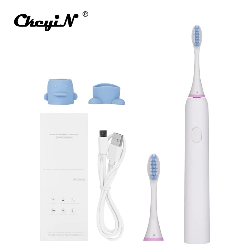 

Electric Ultrasonic Toothbrush Voice Broadcast Rechargeable Timer Toothbrush for Child and Adults with 2pcs Replacement Heads 54