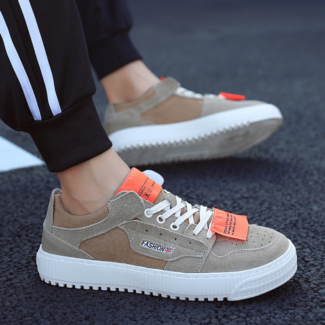 Casual Respirant Marque Up Beige Hip Mâle top slip Chaussures Hommes Toile Sneakers 44 Bas Hop Dentelle Anti Patchwork blanc Designer Plat Taille39 kaki SzVLqUpMG