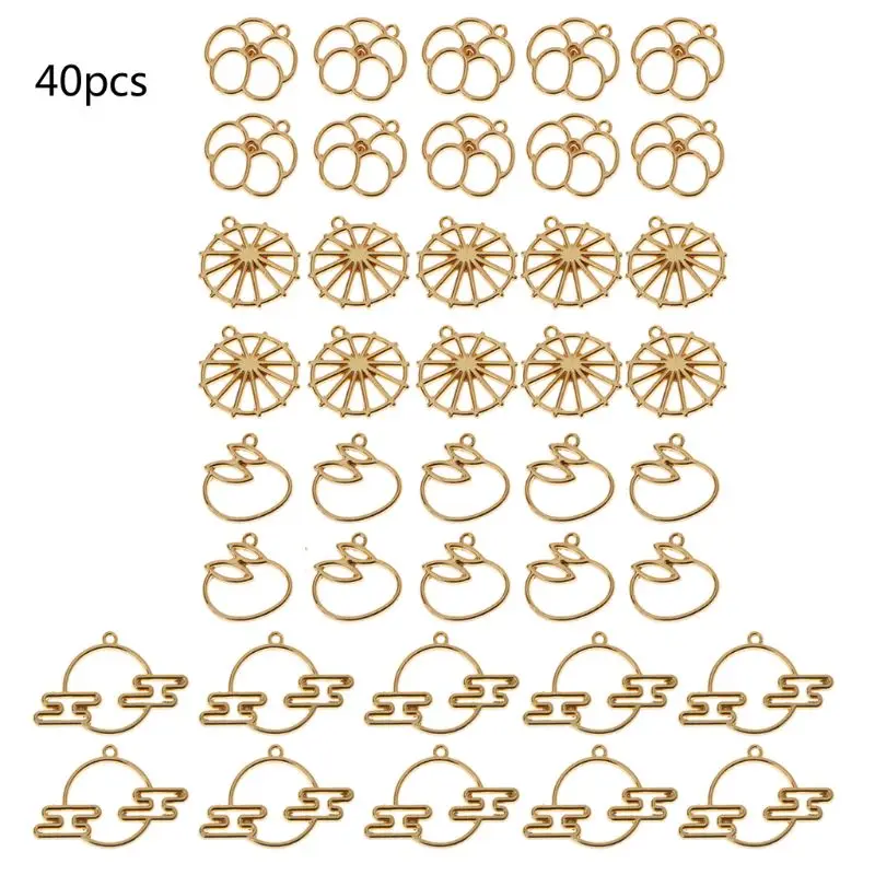 

40 Pack Resin Metal Frame Pendant Open Back Bezel Setting UV Resin Jewelry DIY