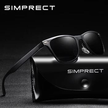 

SIMPRECT 2020 Driving Polarized Sunglasses Men UV400 High Quality Aluminium Magnesium Sun Glasses Square Mirror Metal Zonnebril