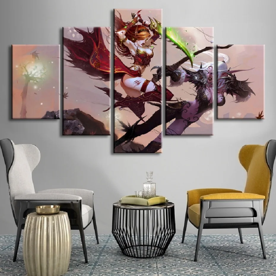 World War Battle DOTA Modern Game color Paintings Poster Wall Print color 5 Panel Home Decorations