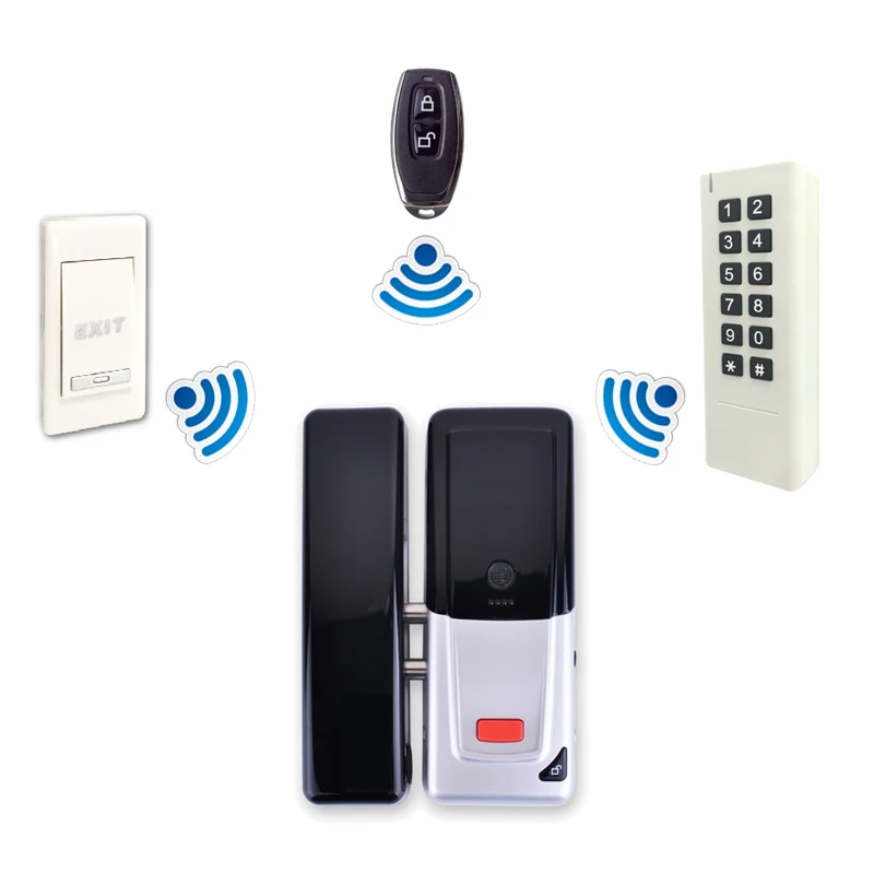 RAYKUBE New Wireless 433Mhz Access Control Kit Wireless Electric Door Lock RFID Keypad Remote Control Exit Button