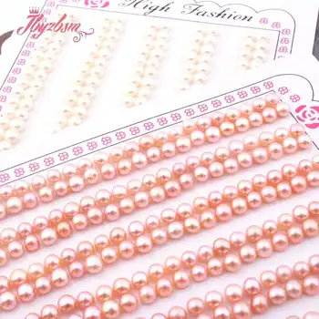 

3-4mm 3A Grade Half Drilling Freshwater Pearl Button Beads Natural Stone Beads For Jewelry Making DIY Earring Fashion 5 Pair