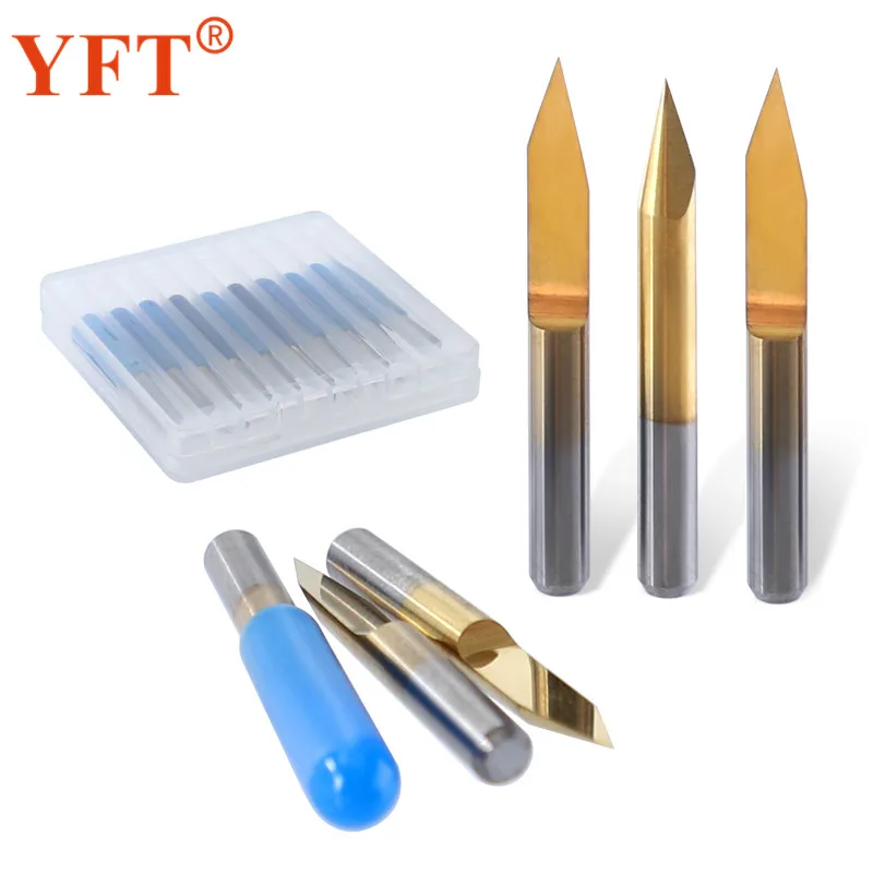 

10pcs/set Titanium Coated PCB Engraving Bits Carbide CNC Router Bits 0.1-1.0mm Tip End Mill For Engraving CNC PCB