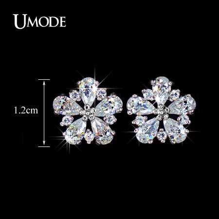 UMODE Top quality Pure AAA CZ Cubic Zirconia Stone May Flower Stud Earrings Birthday Gift Jewelry UE0028